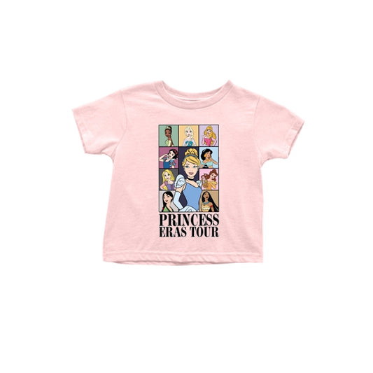 (Custom Design Preorder MOQ 5) Pink Princess Print Girls Summer Tee Shirts Top