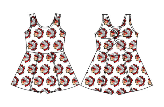 (Custom Design Preorder MOQ 5) Team's Guin Elementary White Print Backless Top Shorts Skirts Girls Summer Yoga Dress