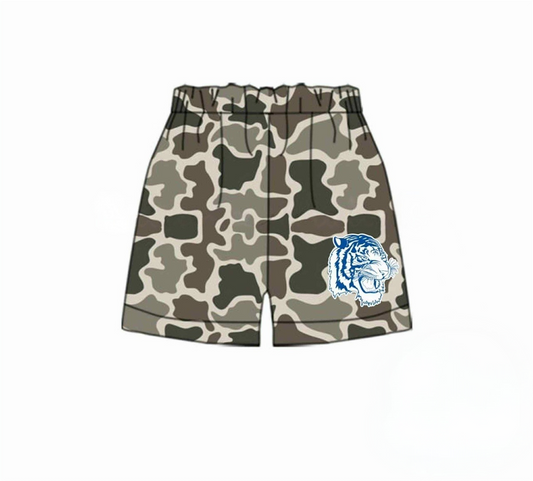 (Custom Design Preorder MOQ 5 Each Item) Team's Tiger Camo Print Summer Bottom Shorts Mom and Me Matching Clothes