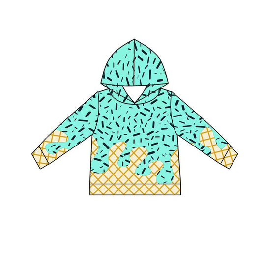 (Custom Design Preorder MOQ 5) Team's Aqua Sprinkles Print Kids Long Sleeve Hoodie Top