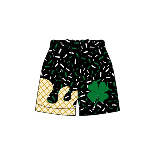 (Custom Design Preorder MOQ 5 Each Design) Team's Black Sprinkles Print Summer Bottom Shorts Mom and Me Matching Clothes