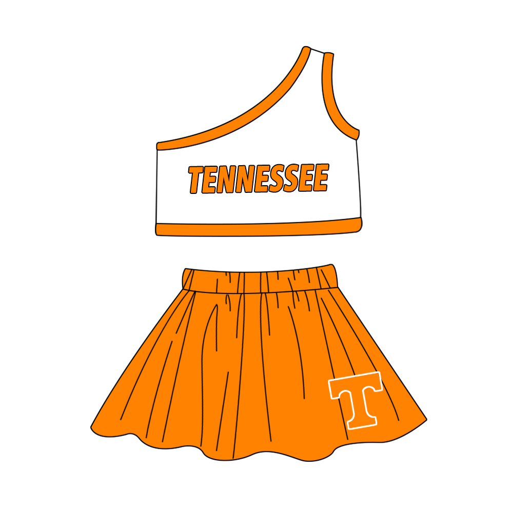 (Custom Design Preorder MOQ 5) Team's TENNESSEE Print Girls Summer Skirts Clothes Set