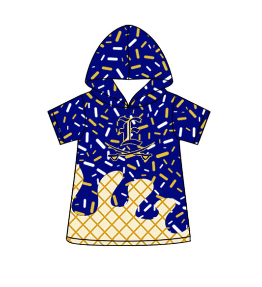 (Custom Design Preorder MOQ 5 Each Design) Team's Blue Sprinkles Print Hoodie Top Mom and Me Matching Clothes