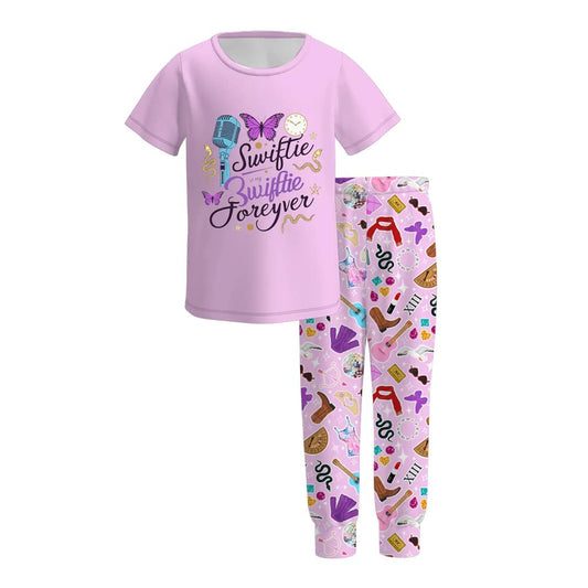 (Custom Design Preorder MOQ 5) Singer Swiftie Butterfly Top Legging Pants Girls Clothes Set