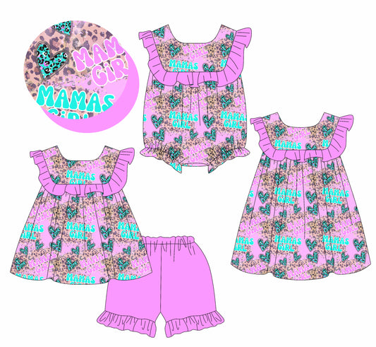 3.7(Custom Design Preorder MOQ 5 Each Design) MAMA'S GIRL Leopard Pink Print Girls Summer Matching Clothes Sisters Wear