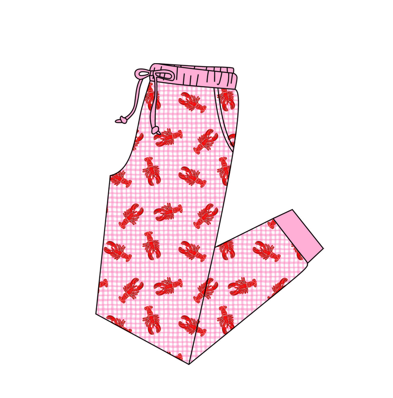 (Custom Design Preorder MOQ 5) Adult Crayfish Blue Plaid Print Womam Bottom Pants