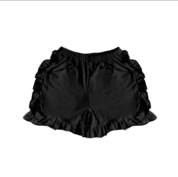 (Custom Design Preorder MOQ 5) Black Ruffles Girls Summer Shorts