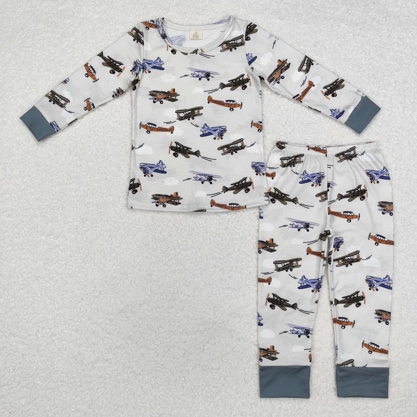 Plane Print Brothers Fall Bamboo Matching Pajamas Clothes