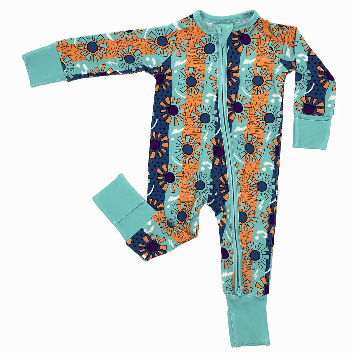 (Custom Design Preorder MOQ 5) Sunshine Print Baby Boys Fall Bamboo Sleeper Zipper Romper