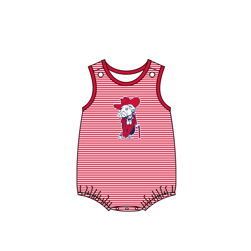 (Custom Design Preorder MOQ 5) Football Team's Ole Red Print Baby Kids Summer Romper