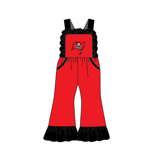 (Custom Design Preorder MOQ 5) Team's Tampa Bay Buccaneers Red Print Girls Summer Jumpsuits