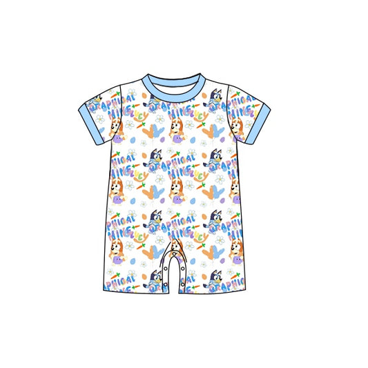 (Custom Design Preorder MOQ 5) Carrot Cartoon Dog Baby Boys Easter Romper