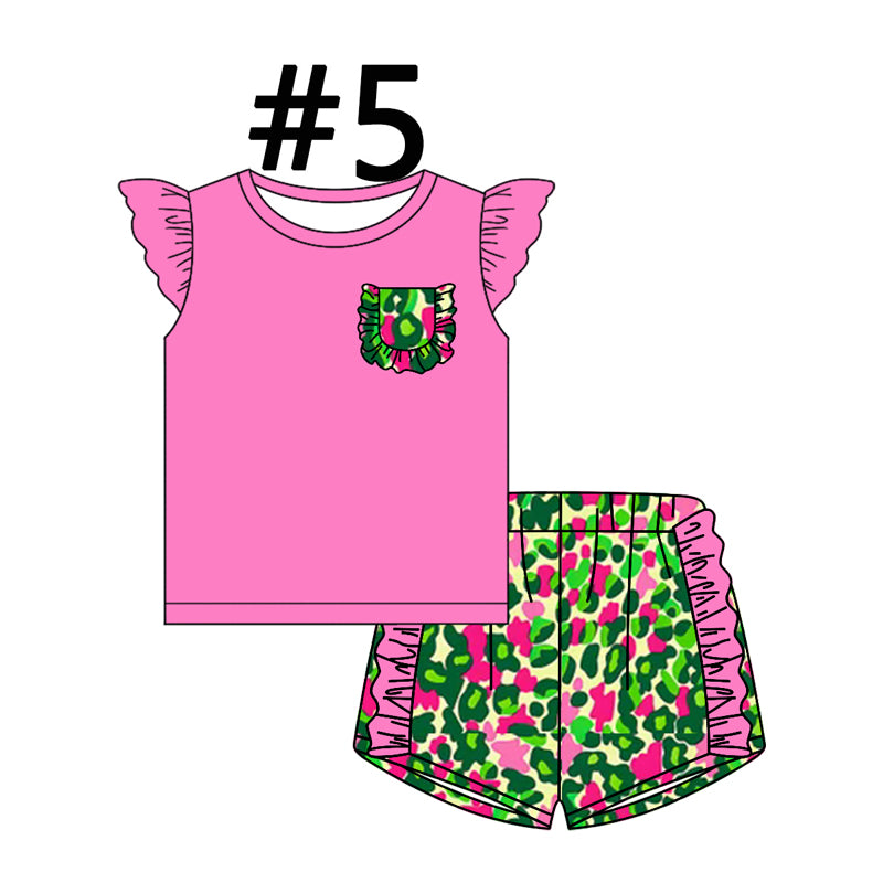 12.14(Custom Design Preorder MOQ 5 Each Design) 1-5 Colors Leopard Print Girls Summer Matching Clothes Sisters Wear