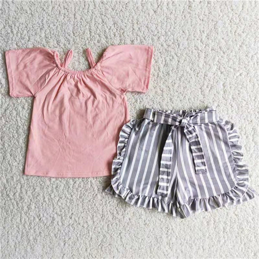 (Promotion)Short sleeve ruffles shorts summer outfits   D7-28