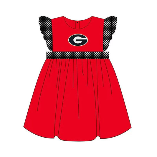 (Custom Design Preorder MOQ 5) Team's Georgia Print Girls Knee Length Summer Dress