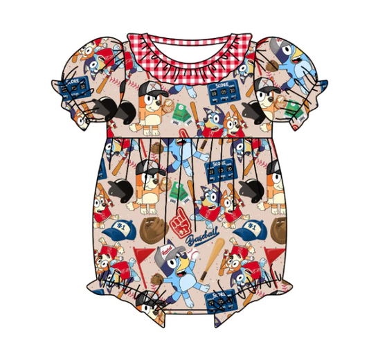 (Custom Design Preorder MOQ 5) Cartoon Dod Baby Girls Summer Romper