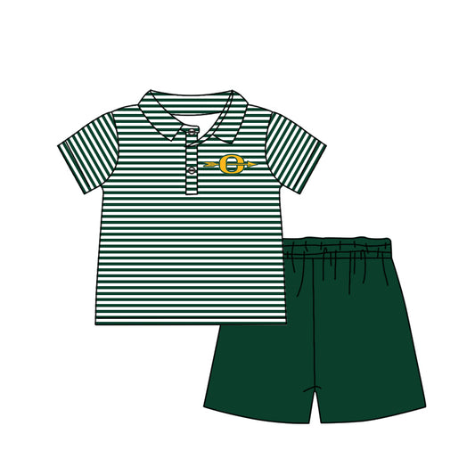 (Custom Design Preorder MOQ 5) Team's Warriors Green Print Boys Summer Clothes Set