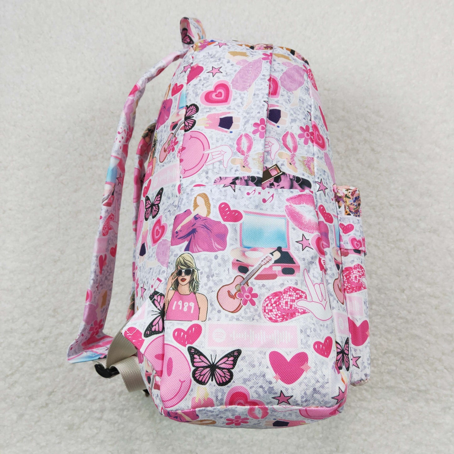 BA0164 Pink Singer Swiftie Print Girls Vocal Concert Backpack