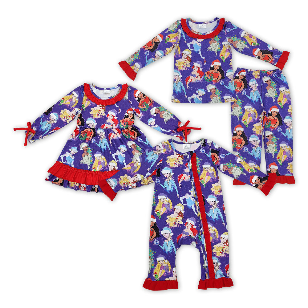 Cartoon Princess Print Sisters Christmas Matching Clothes