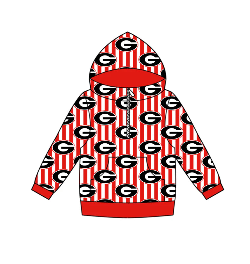 (Custom Design Preorder MOQ 5 Each Design) Team's Georgia Print Hoodie Zipper Top Mom and Me Matching Clothes
