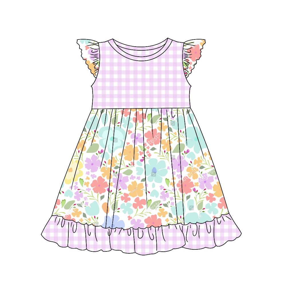 (Custom Design Preorder MOQ 5)  Flowers Print Girls Summer Dress