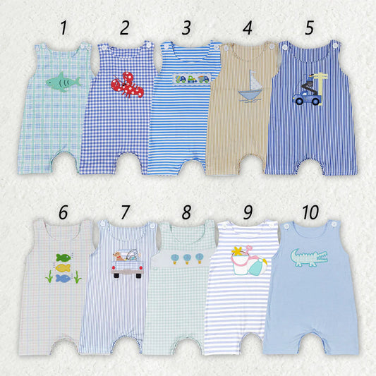 Cute Embroidery Baby Boys Summer Romper Brothers Wear