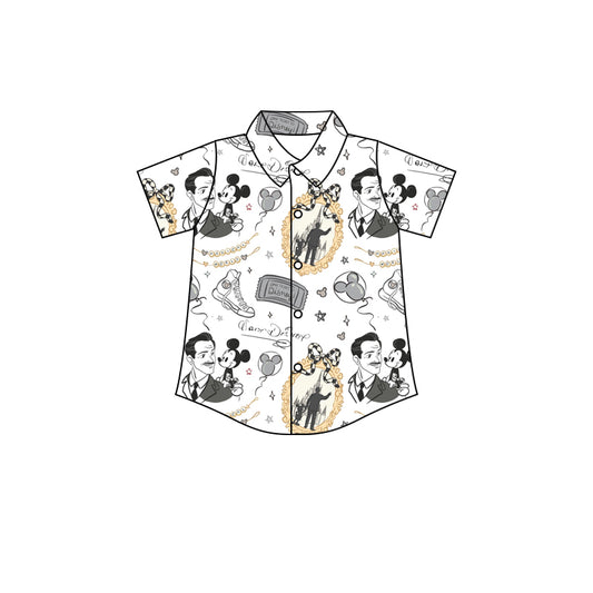 (Custom Design Preorder MOQ 5) Cartoon Mouse White Print Boys Summer Tee Shirts Top