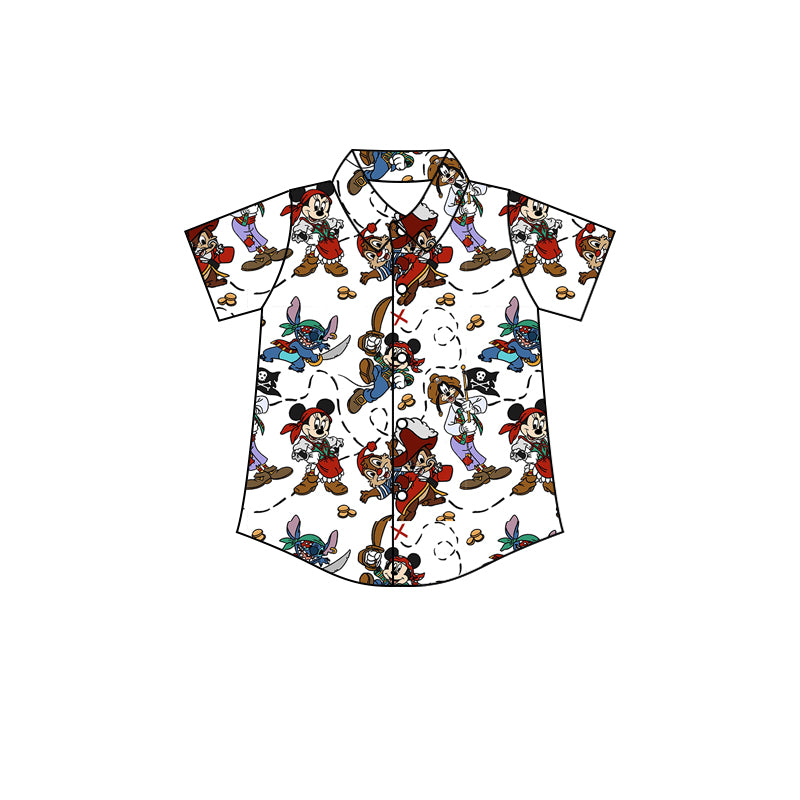 (Custom Design Preorder MOQ 5) Cartoon Mouse Print Boys Summer Tee Shirts Top