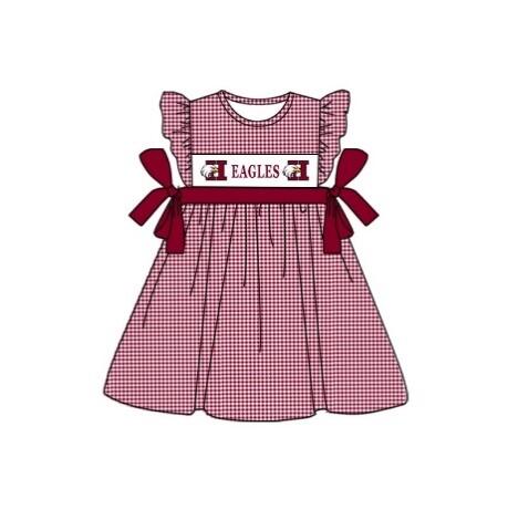 (Custom Design Preorder MOQ 5) Team's EAGLES Print Girls Knee Length Summer Dress