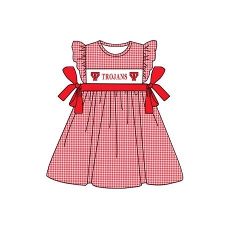 (Custom Design Preorder MOQ 5) Team's TROJANS Print Girls Knee Length Summer Dress