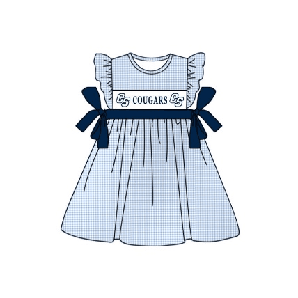 (Custom Design Preorder MOQ 5) Team's COUGARS Print Girls Knee Length Summer Dress