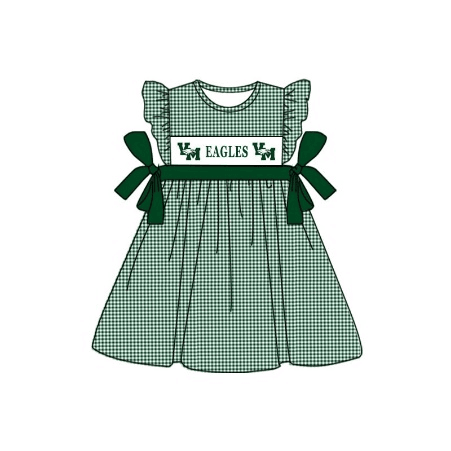 (Custom Design Preorder MOQ 5) Team's EAGLES Print Girls Knee Length Summer Dress