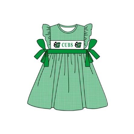 (Custom Design Preorder MOQ 5) Team's CUBS Print Girls Knee Length Summer Dress