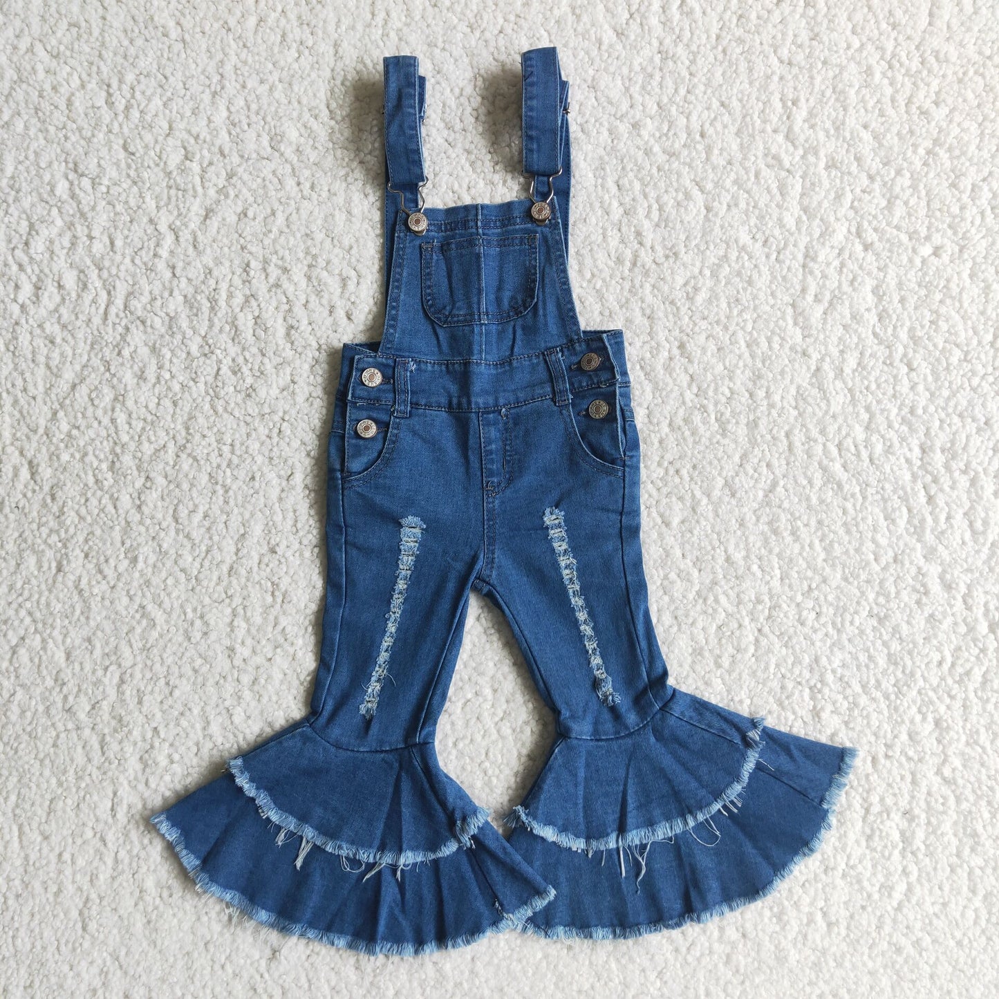 Girls suspender denim overall flare bell bottoms jumpsuit     D2-30