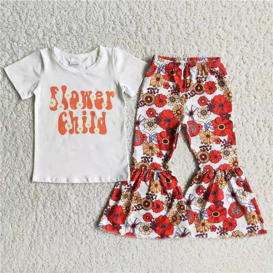 (Promotion)C9-14 Short sleeve bell bottom pants outfits