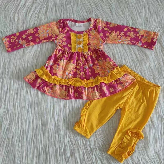 (Promotion)6 A27-13 Fall Flowers Tunic Top Legging Pants Outfits