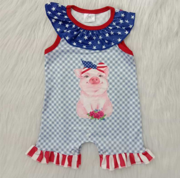 (Promotion)A6-2 Baby girls 4th of July romper