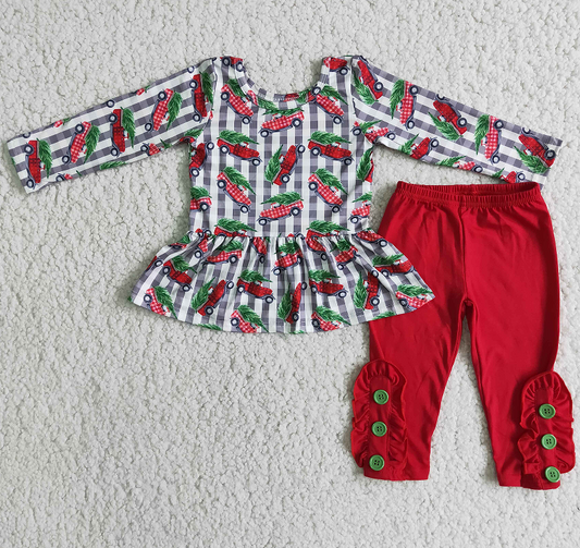 (Promotion) 6 C9-24 Christmas Truck Top Legging Pants Girls Outfits