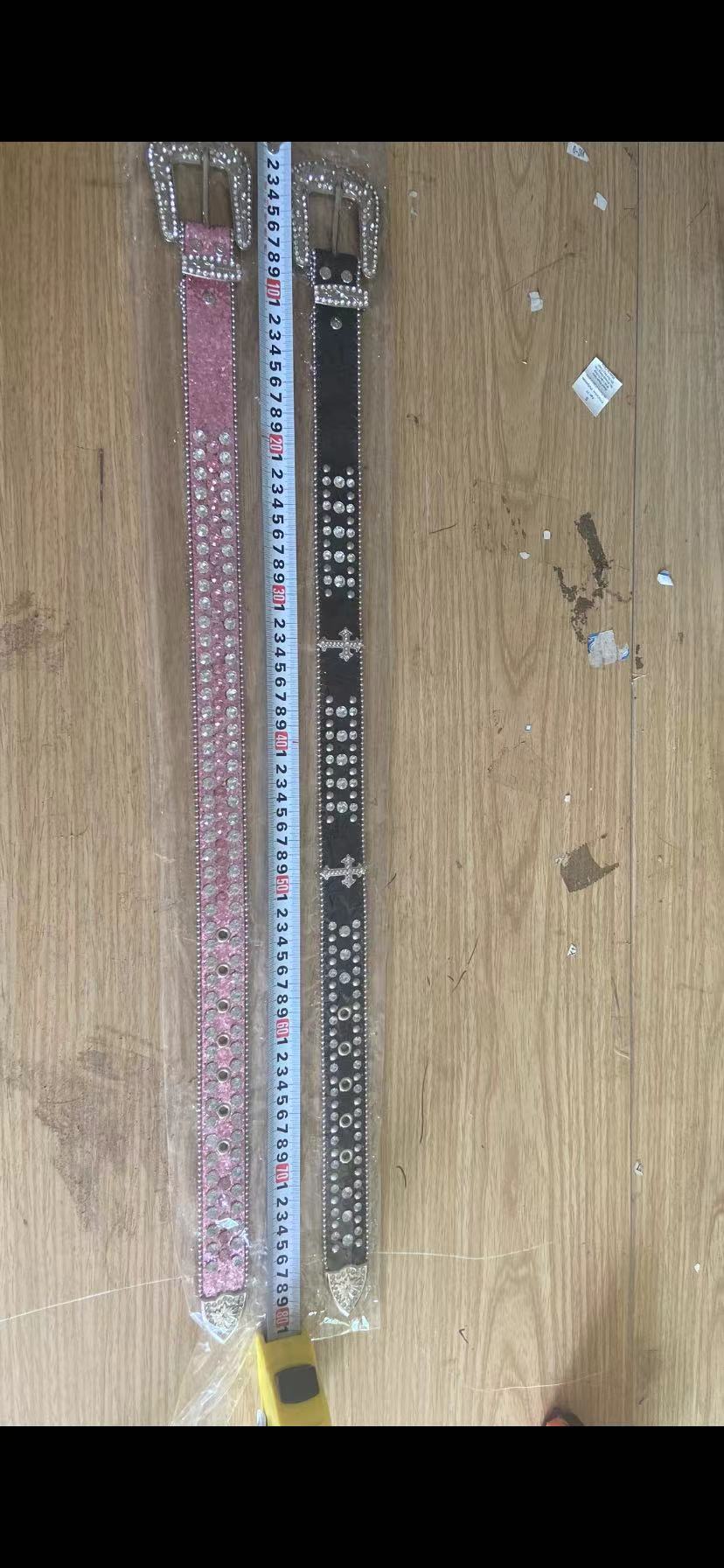 Rhinestones pink cross belt for pants 31.5inches    GB0004