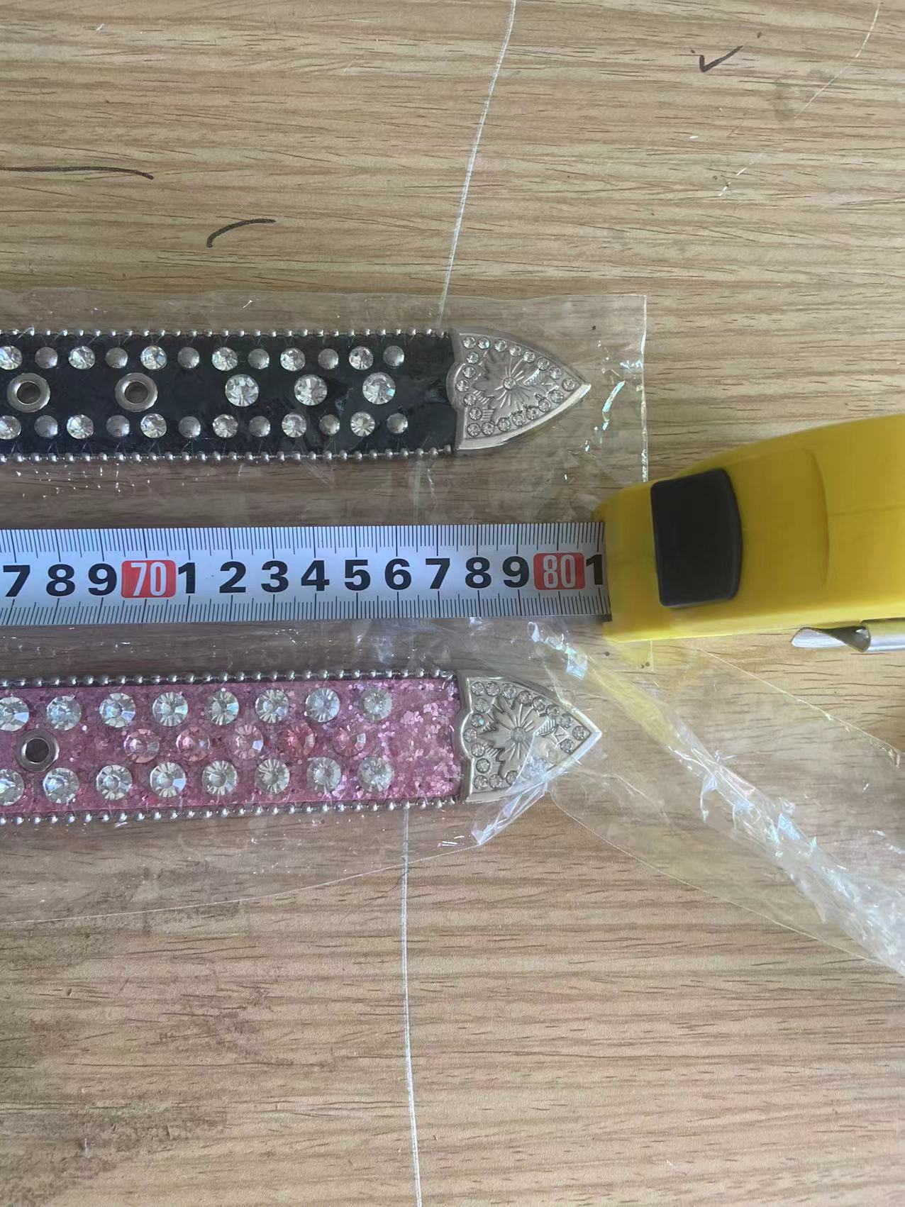 Rhinestones pink cross belt for pants 31.5inches    GB0004