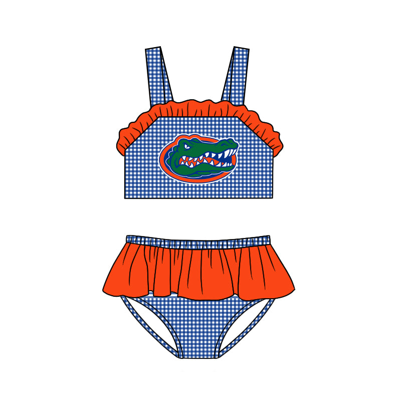 (Custom Design Preorder MOQ 5) Girls crocodile summer 2 pieces swimsuits