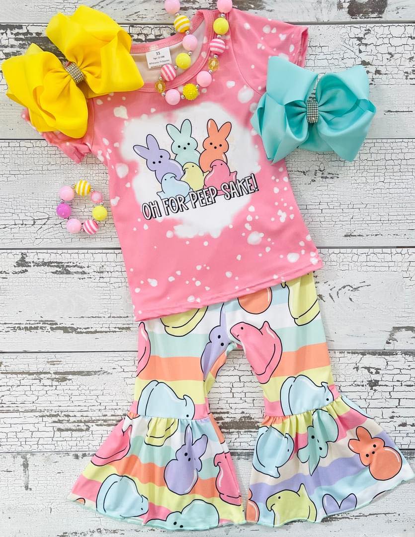 Girls colors bunny print Easter outfits   GSPO0435