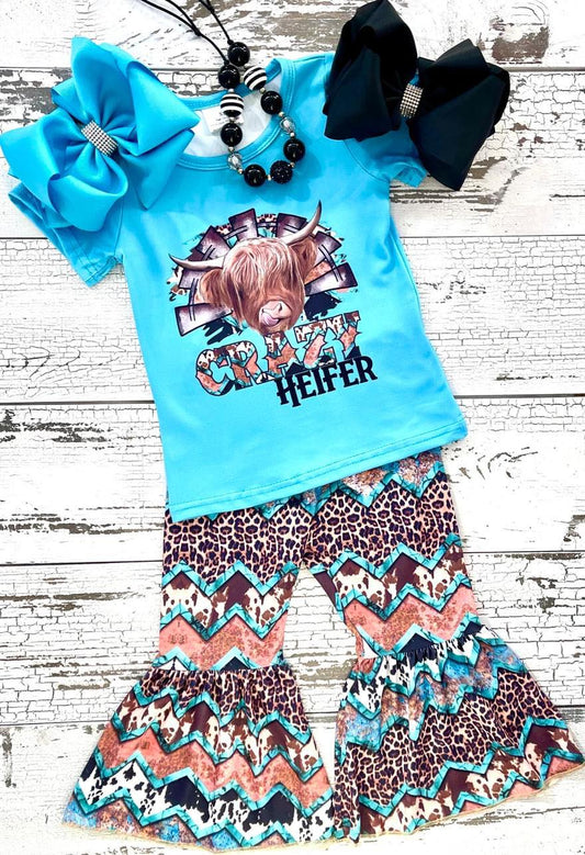 Girls CRAZY HEIFER print outfit  GSPO0372