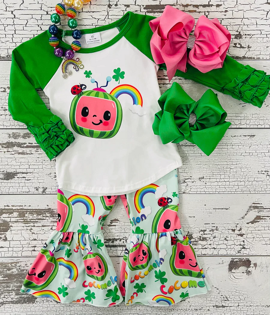 (Promotion)6 A12-5 Long sleeve bell bottom pants St. Patrick Days' outfits