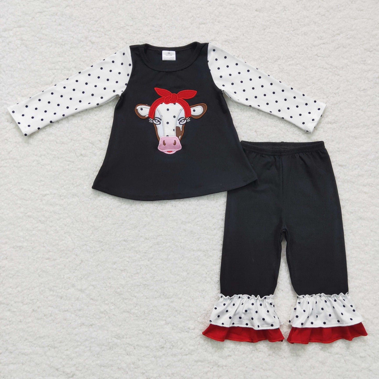 (Promotion) Girls long sleeve heifer print outfits  6 A13-26