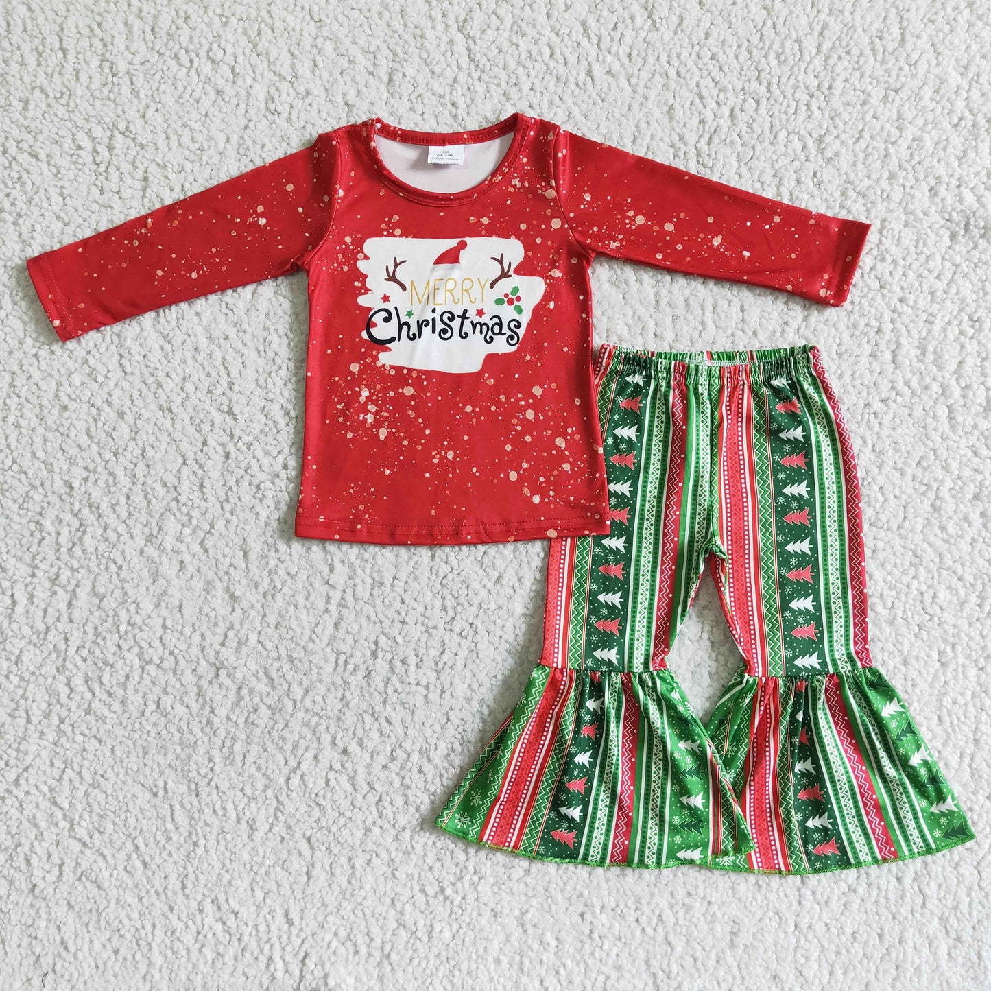 (Promotion)6 A18-18 Merry Christmas Girls Bell Pants Outfits