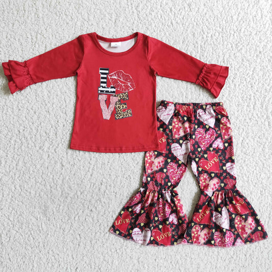 (Promotion)Long sleeve bell bottom pants Valentines outfits  6 A2-14