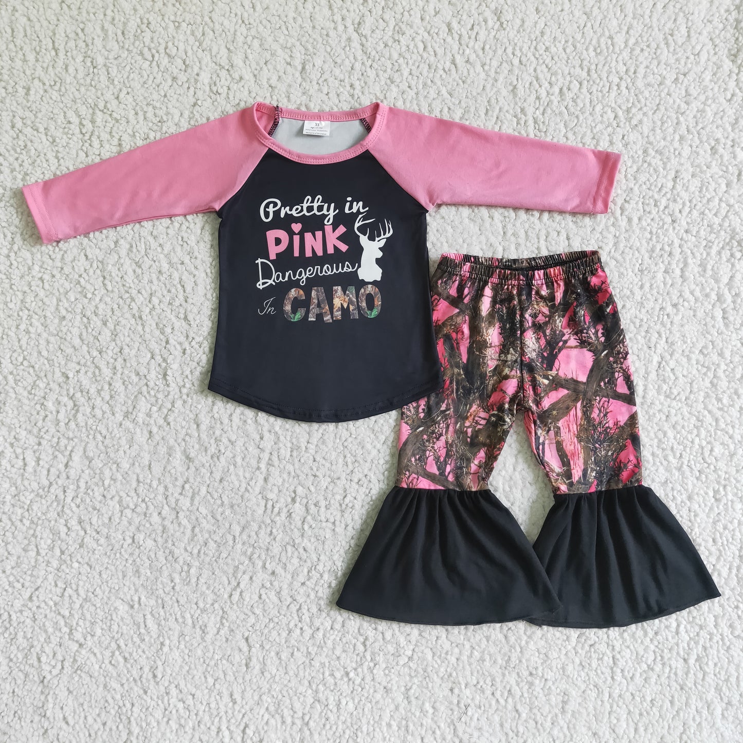 (Promotion) Pink Camo bell bottom pants outfits   6 A24-12