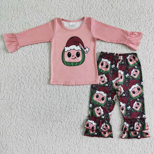 (Promotion) Girls Watermelon Christmas outfits   6 A5-12