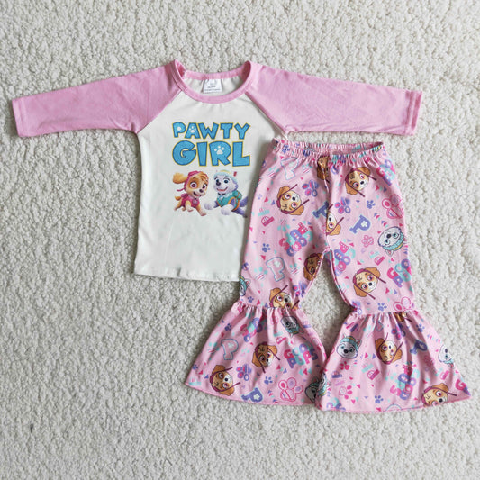 (Promotion) 6 A6-2 Pink cartoon dog bell bottom pants outfits